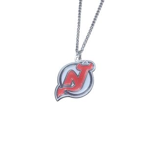 New Jersey Devils Red and Silver Pendant Necklace